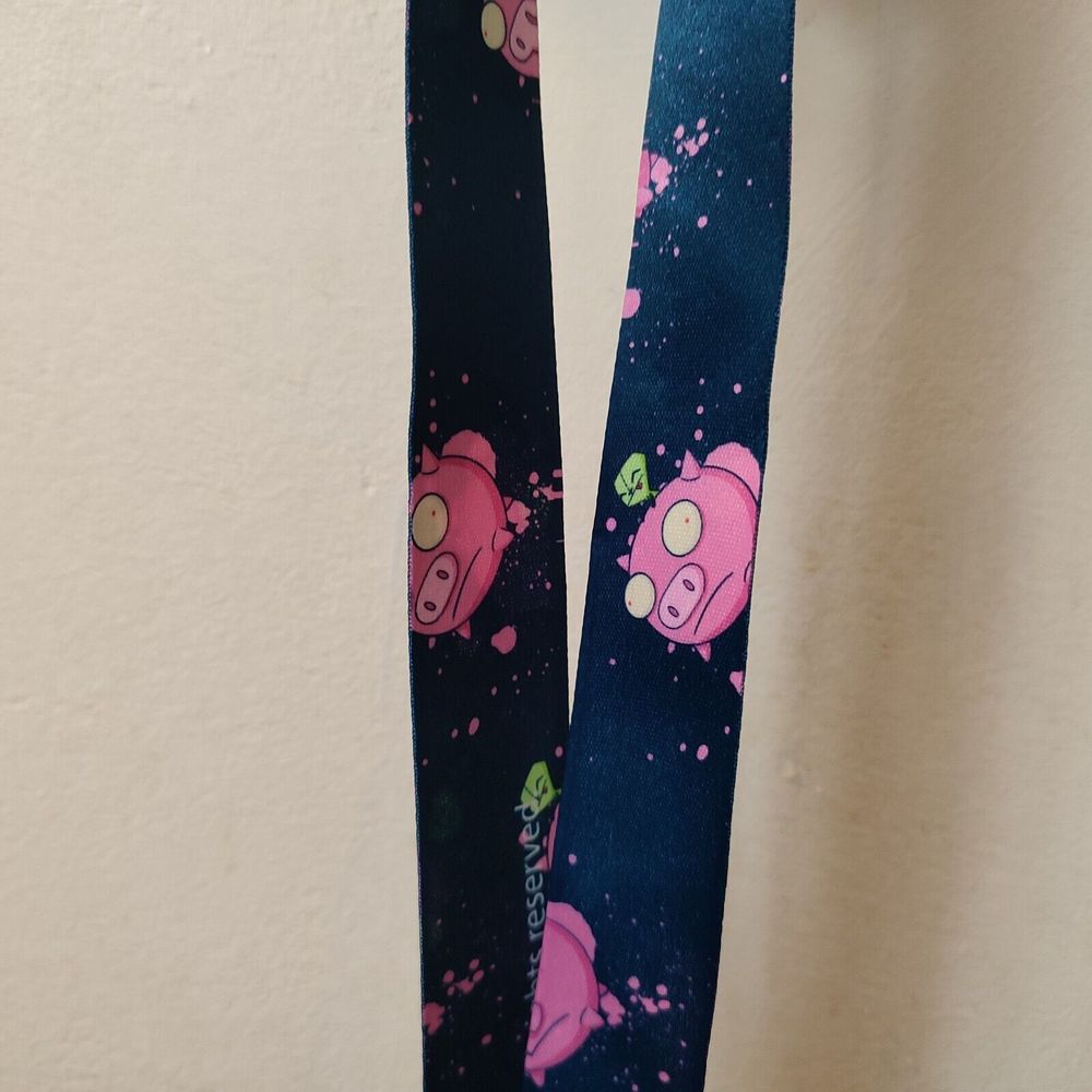 Invader Zim Gir On Pig Cloth Lanyard With Clasp Official Nickelodeon Collectible